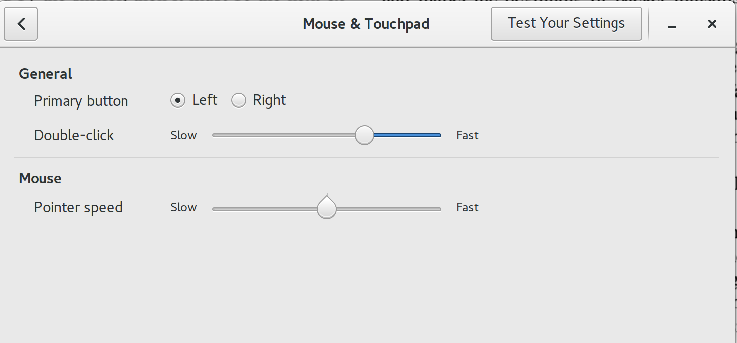 Screenshot of mouse settings window.